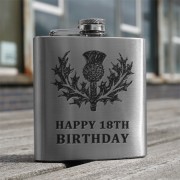 HF6 18 - 6oz Stainless Steel Hip Flask 'Happy 18th'